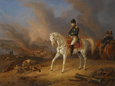 Napoleone Bonaparte davanti alla città in fiamme di Smolensk da Albrecht Adam