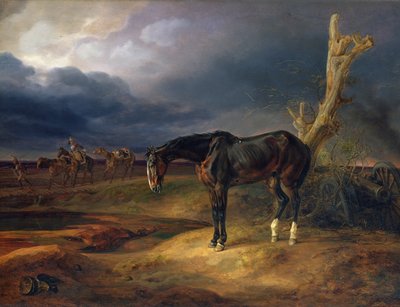 Cavallo senza padrone sul campo di battaglia a Moshaisk nel 1812, 1834 da Albrecht Adam