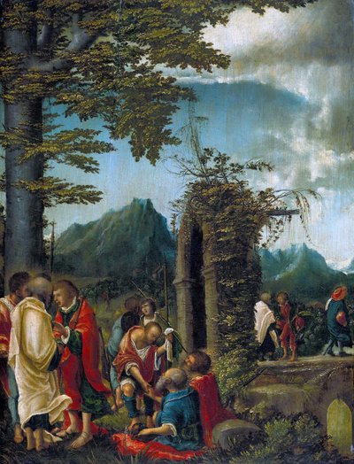 Tedesco: Der Abschied der Apostel in waldiger Landschaft Comunione degli Apostoli / Apostoli in un paesaggio boscoso da Albrecht Altdorfer