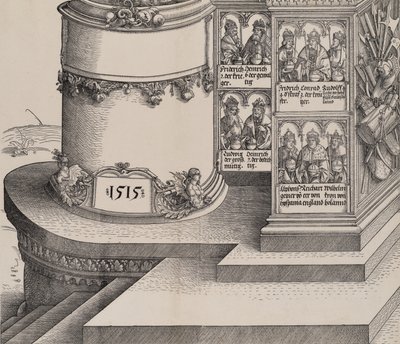 Ritratti dei parenti di Massimiliano e la base della colonna esterna sinistra con la data da Albrecht Altdorfer