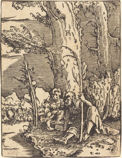 San Cristoforo Seduto sulla Riva di un Fiume da Albrecht Altdorfer