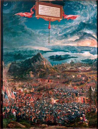 La Battaglia di Isso vinta da Alessandro Magno nel 333 a.C. Dipinto di Albrecht Altdorfer, 1529. Monaco, Alte Pinakothek da Albrecht Altdorfer