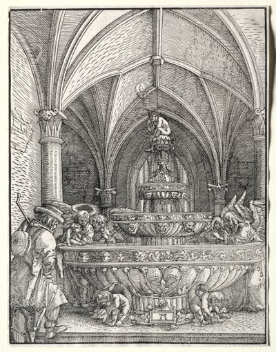 La Sacra Famiglia nella fuga in Egitto a una fontana, c. 1520 da Albrecht Altdorfer