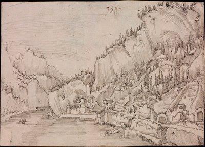 Vista di Sarmingstein sul Danubio (Austria) - Disegno di Albrecht Altdorfer (circa 1480-1538) da Albrecht Altdorfer