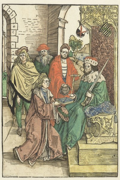 Conrad Celtis offre a Federico III il Saggio, elettore di Sassonia, un libro con l