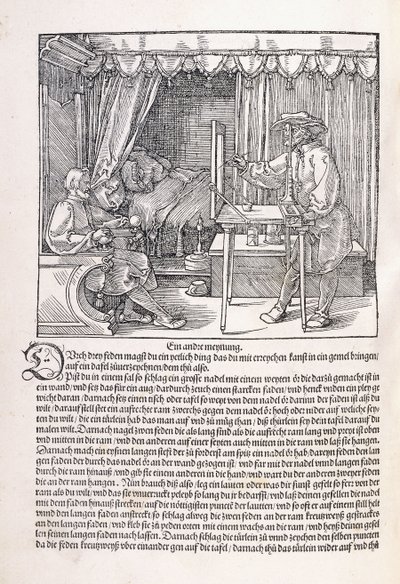 Un disegnatore che disegna un ritratto, usando una cornice da disegno da Albrecht Dürer