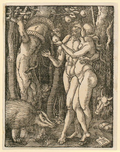 Adamo ed Eva, tavola 2 della serie "Piccola Passione xilografica" da Albrecht Dürer