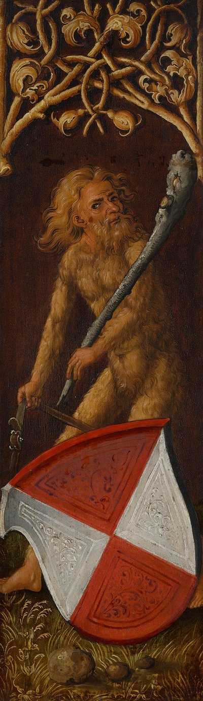 Bildnistriptychon des Oswolt Krel, rechter Flügel: "Wilder Mann" mit dem Wappen der Agathe von Esendorf da Albrecht Dürer