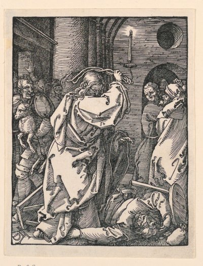 Cristo scaccia i mercanti (o cambiavalute) dal tempio, dalla serie La Piccola Passione da Albrecht Dürer