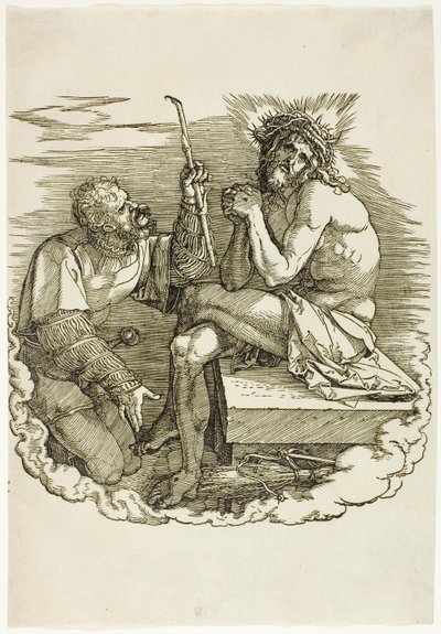 Cristo, uomo dei dolori, deriso da un soldato, frontespizio della Grande Passione da Albrecht Dürer