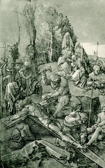 Cristo viene inchiodato alla croce da Albrecht Dürer