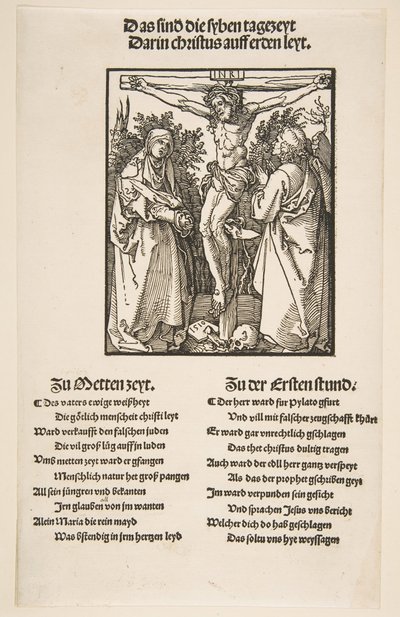Cristo sulla croce tra la Vergine e San Giovanni primo foglio di due, 1510 da Albrecht Dürer