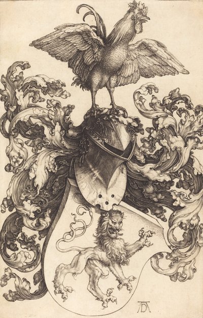 Stemma con un leone e un gallo, 1502-1503 da Albrecht Dürer