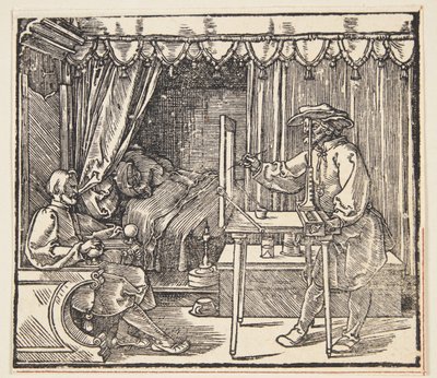 Disegnatore che disegna un ritratto da Albrecht Dürer