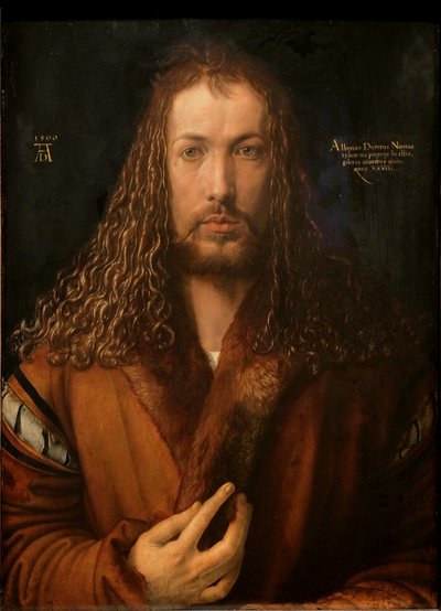 Tedesco: Selbstbildnis im Pelzrock Autoritratto con abito bordato di pelliccia da Albrecht Dürer