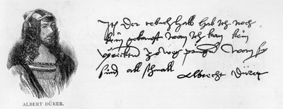 Scrittura e firma di Albrecht Duerer da Albrecht Dürer
