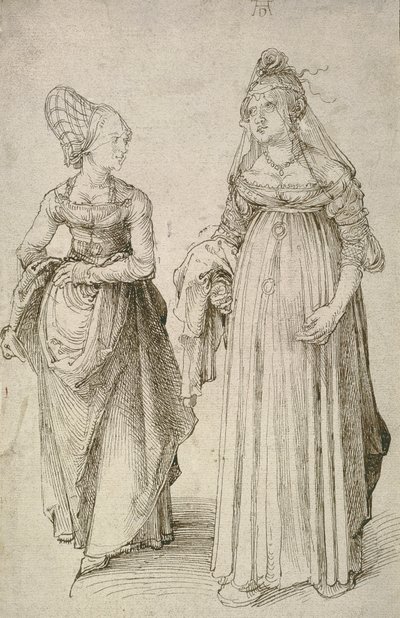 Signora in Abito Veneziano Contrapposta a una Hausfrau di Norimberga da Albrecht Dürer