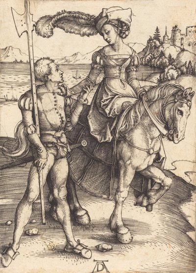 Dama a cavallo e il lanzichenecco, c. 1497 da Albrecht Dürer