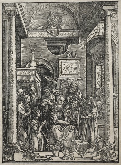 Vita della Vergine: Adorazione della Vergine e del Bambino da parte di Santi e Angeli da Albrecht Dürer