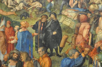 Martirio dei diecimila cristiani; particolare: Dürer e Conrad Celtis. da Albrecht Dürer