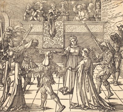 Danza in maschera con torce da Albrecht Dürer