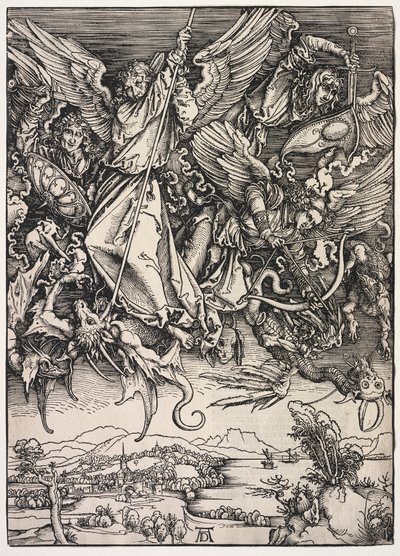 Rivelazione di San Giovanni: San Michele che combatte il drago, 1511 da Albrecht Dürer