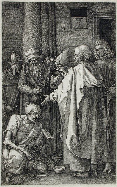 I santi Pietro e Giovanni guariscono uno storpio alla porta del Tempio da Albrecht Dürer