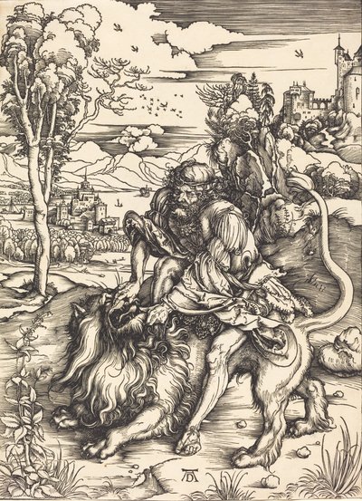 Sansone che Lotta con il Leone, c. 1497-1498 da Albrecht Dürer