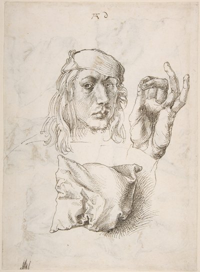 Autoritratto, Studio di una mano e di un cuscino da Albrecht Dürer