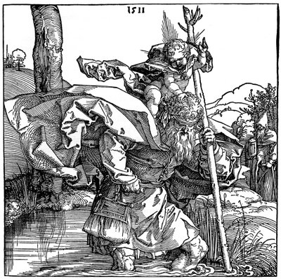 San Cristoforo che porta il Bambino Gesù, 1511, 1936 da Albrecht Dürer