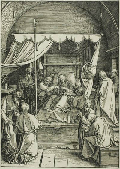 La morte della Vergine, da La vita della Vergine da Albrecht Dürer