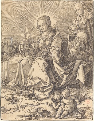 La Sacra Famiglia su una panchina erbosa da Albrecht Dürer