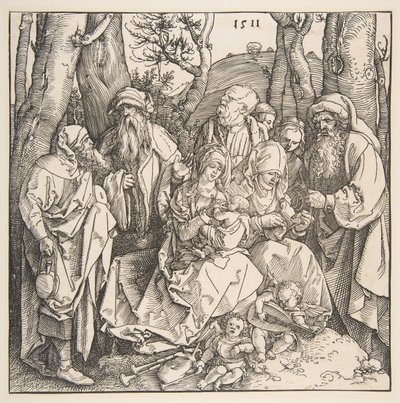 La Sacra Famiglia con Santi e Due Angeli Musicali da Albrecht Dürer