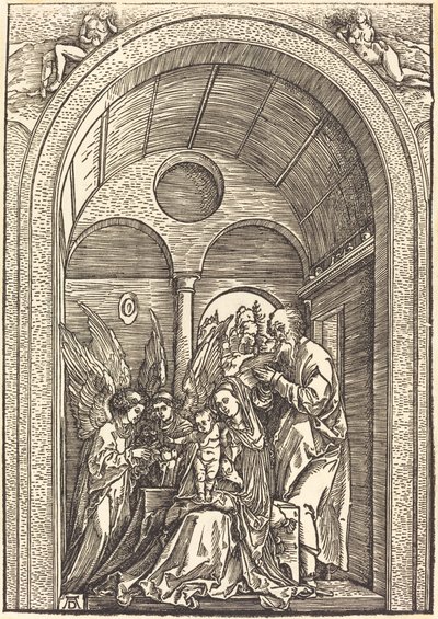 La Sacra Famiglia con due angeli in una sala voltata da Albrecht Dürer