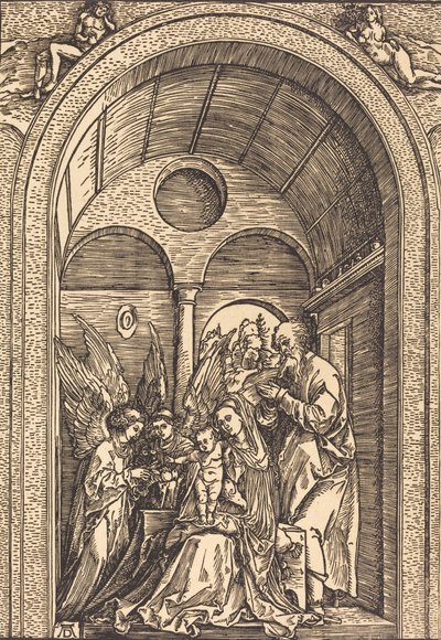 La Sacra Famiglia con due angeli in una sala voltata, c. 1504 da Albrecht Dürer