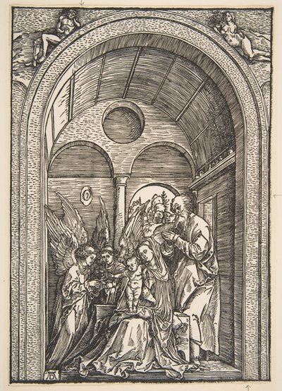 La Sacra Famiglia con Due Angeli in una Sala Voltata da Albrecht Dürer