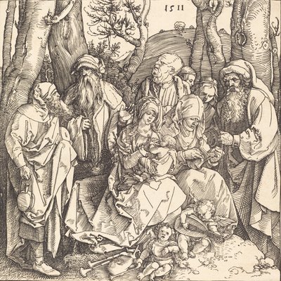 La Sacra Famiglia con due angeli musicisti da Albrecht Dürer