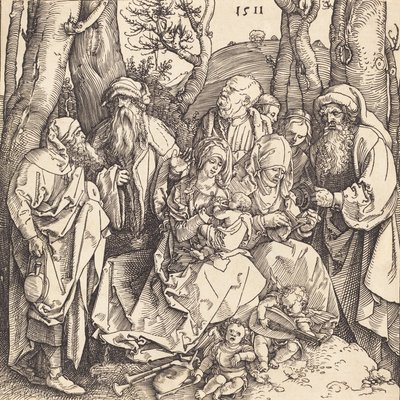 La Sacra Famiglia con due angeli musicanti da Albrecht Dürer