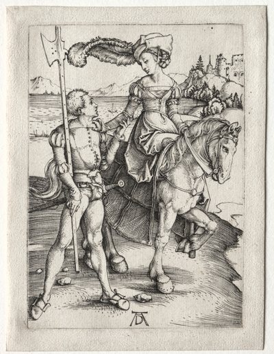 La dama a cavallo e il Landsknecht, c. 1497 da Albrecht Dürer