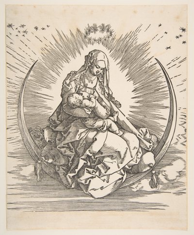 La Madonna sulla mezzaluna, Frontespizio di La Vita della Vergine, ca. 1511 da Albrecht Dürer