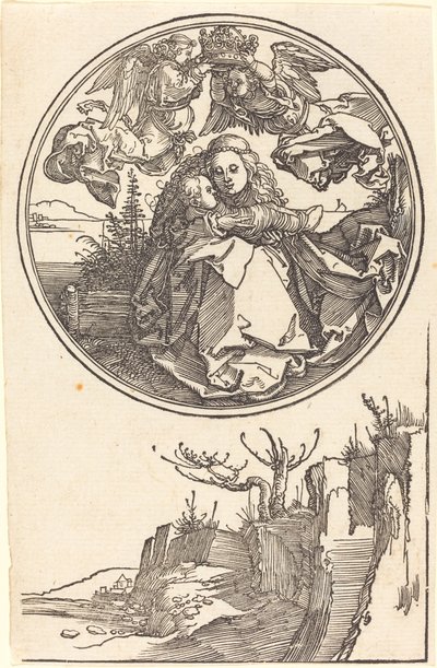 La Vergine incoronata da due angeli sopra un paesaggio da Albrecht Dürer