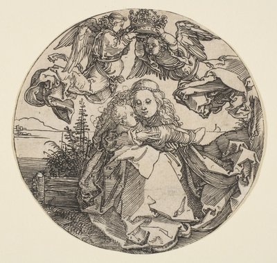 La Vergine e il Bambino incoronati da due angeli sopra un paesaggio, ca. 1504 da Albrecht Dürer