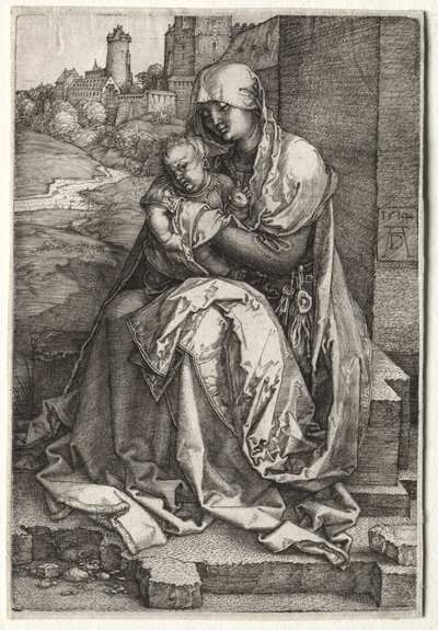La Vergine e il Bambino Seduti vicino al Muro da Albrecht Dürer