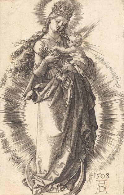 La Vergine e il Bambino su una mezzaluna con una corona stellata, 1508 da Albrecht Dürer