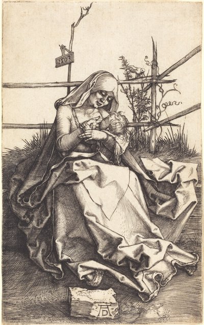 La Vergine e il Bambino su una panchina erbosa da Albrecht Dürer