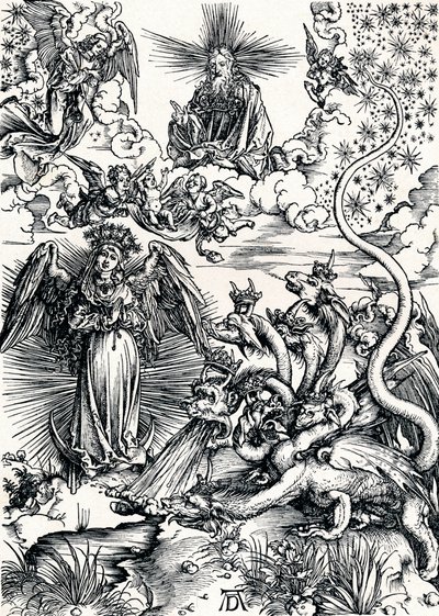 La Donna Vestita di Sole e il Drago a Sette Teste, 1498 1906 da Albrecht Dürer