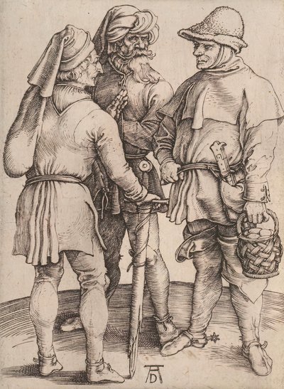 Tre contadini in conversazione, 1497-1498 da Albrecht Dürer
