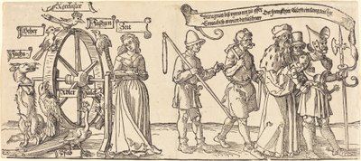 Il Tempo e una Volpe che Gira la Ruota della Fortuna con Persone di Tutti i Ranghi a Destra da Albrecht Dürer