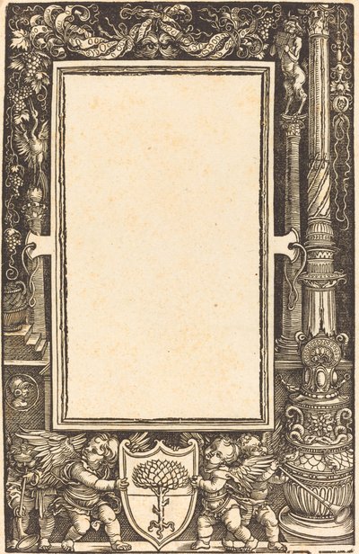 Bordo del titolo con putti che tengono le armi di Pirckheimer da Albrecht Dürer