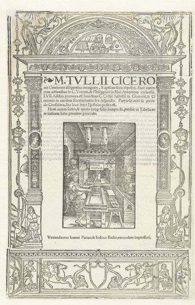 Pagina del titolo delle Orationes di Cicerone con il marchio del tipografo Jodocus Badius, 1520 da Albrecht Dürer